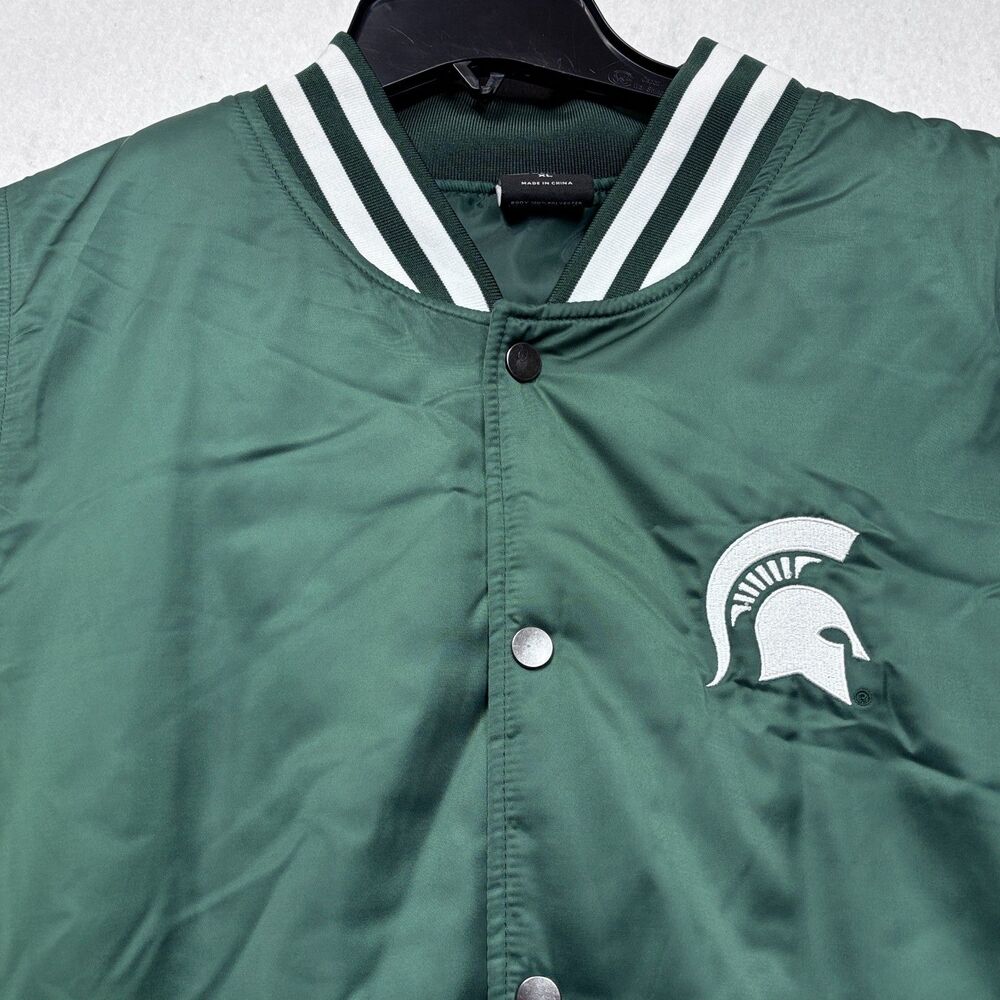 NWT Men's Colosseum Michigan State Spartans Green Snap Varsity Bomber Jacket XL